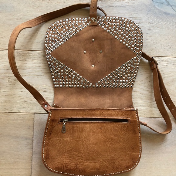 Leather Moroccan bag stud crossbody - Picture 2 of 2
